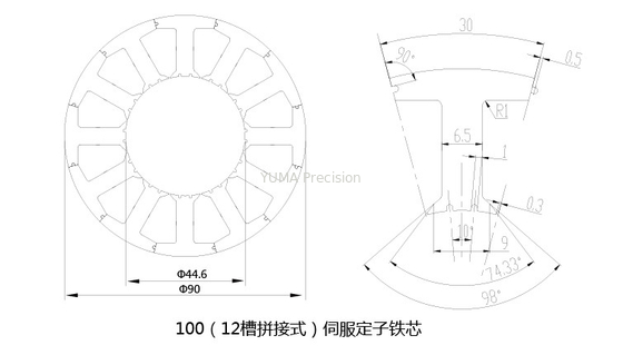 Laminación de estator/rotor OD90mm de alta calidad para servomotor/motor BLDC